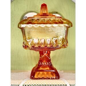 Jeanette Glass Amberina Candy Dish